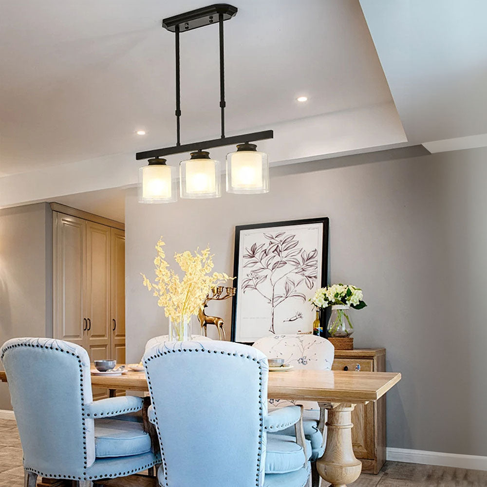 Adjustable Glass Ceiling Light with Iron Frame – Modern Pendant Lighting for Kitchen Island and Dining Room 11