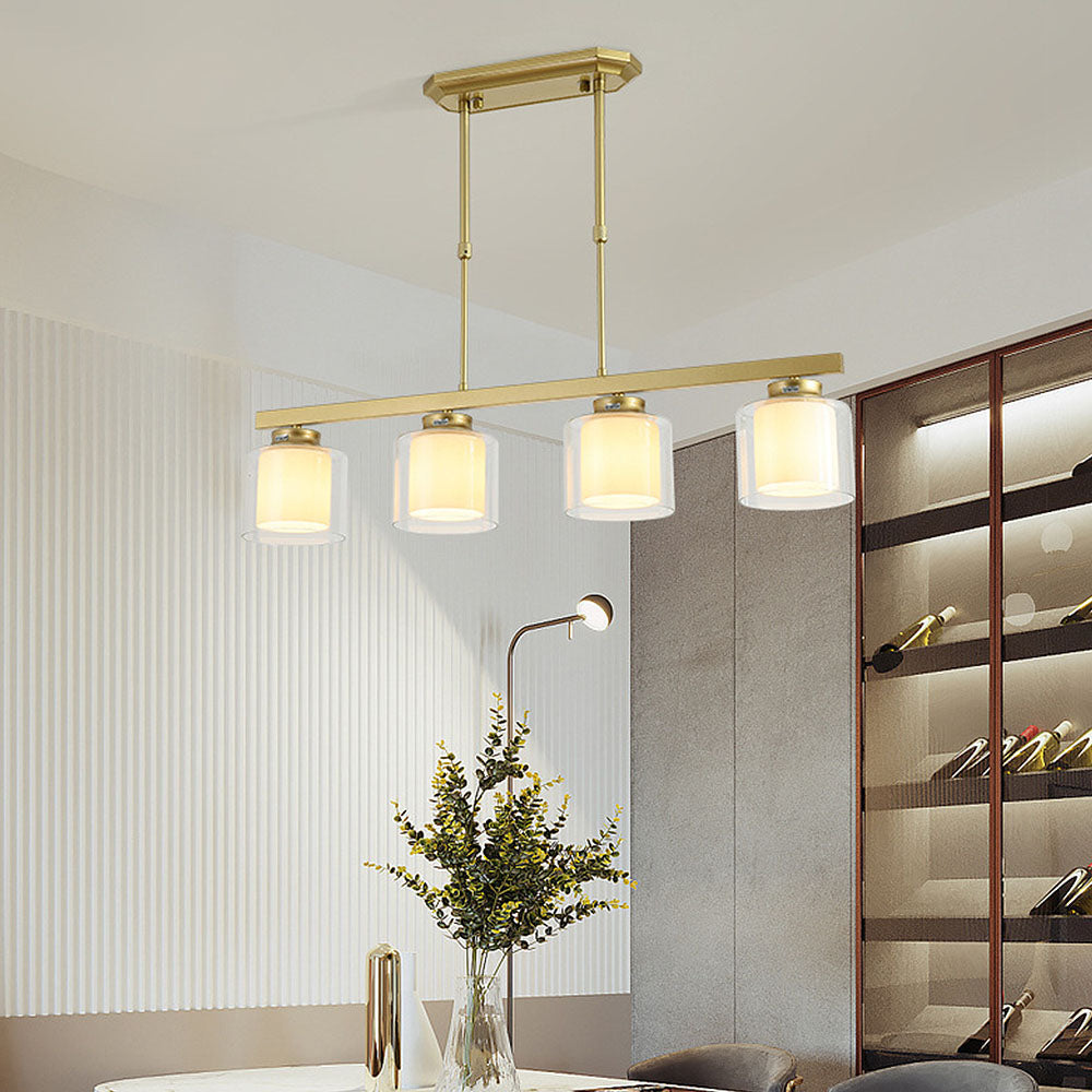 Adjustable Glass Ceiling Light with Iron Frame – Modern Pendant Lighting for Kitchen Island and Dining Room 4