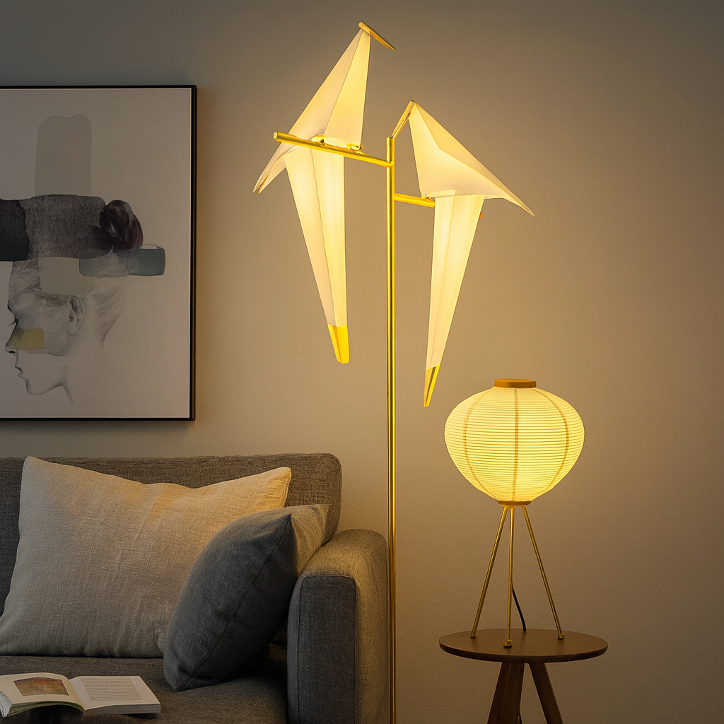 Modern Unique Gold Bird Table Lamp with LED Lighting