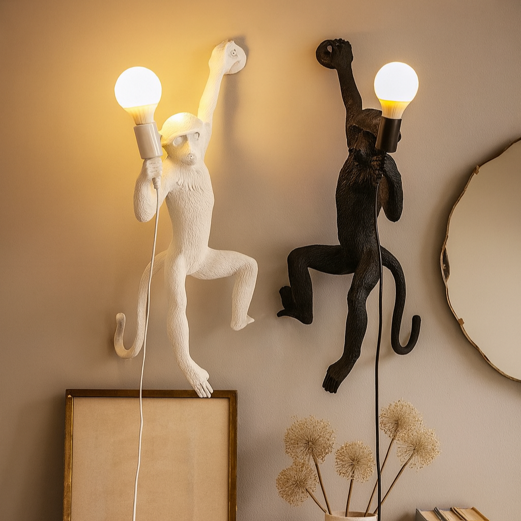 Whimsical Monkey Design Wall Light