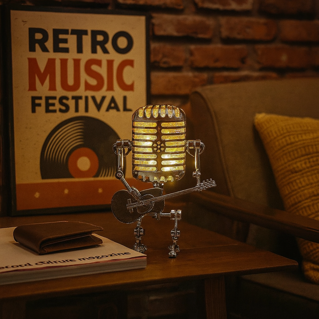 Industrial Robot Guitar Table Lamp with Dimmable LED Light