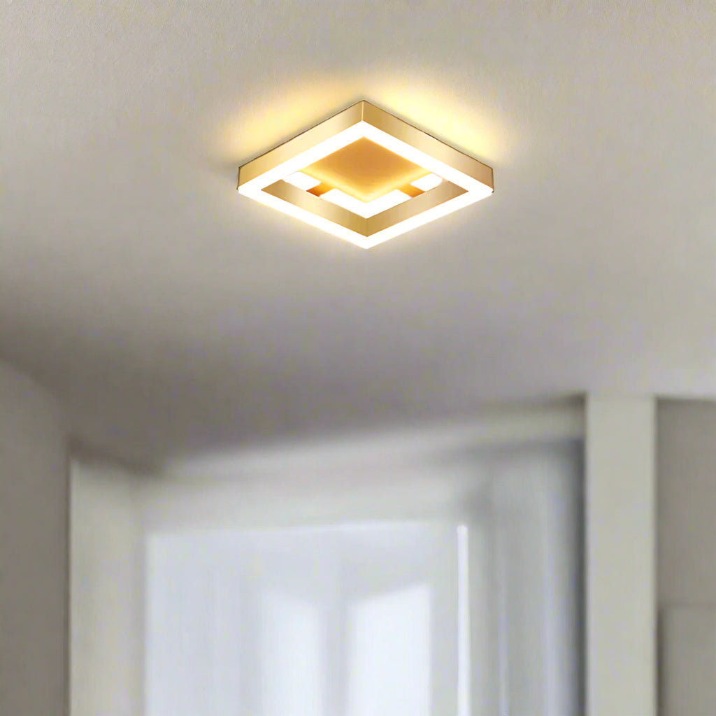 Contemporary Gold LED Flush Mount Ceiling Light Fixture for Living Rooms and Hallways – Energy Efficient Design 1