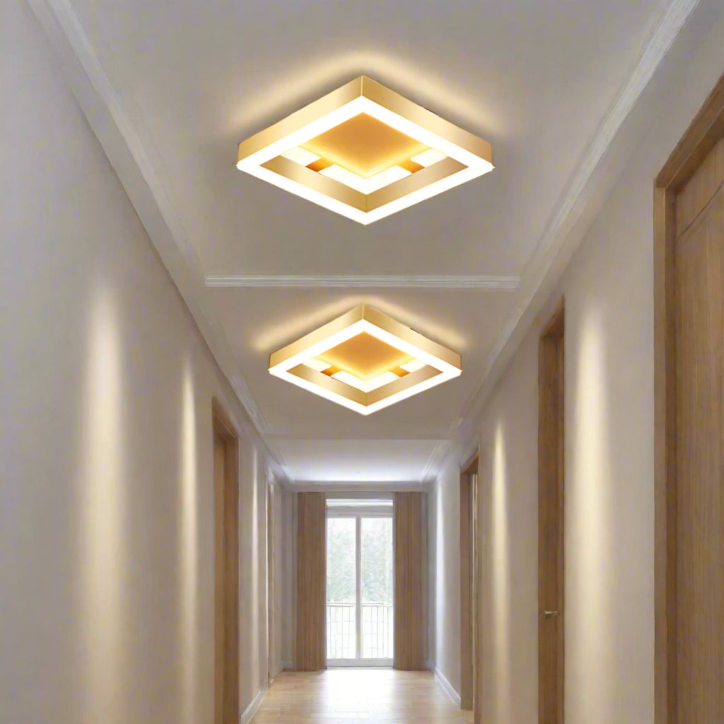 Contemporary Gold LED Flush Mount Ceiling Light Fixture for Living Rooms and Hallways – Energy Efficient Design 3