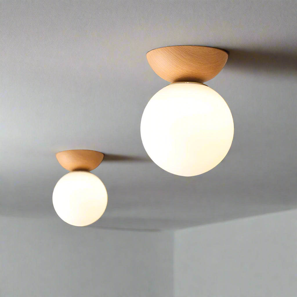 Elegant Flush Mount Ceiling Light Fixture – Scandinavian Glass Design for Soft Hallway Lighting 0