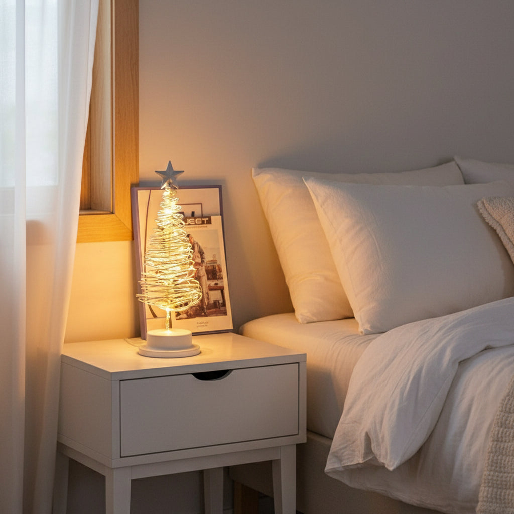 Elegant LED Table Lamp with Metal Tree Design - Battery Operated Cordless Bedside Lamp for Living Room 5
