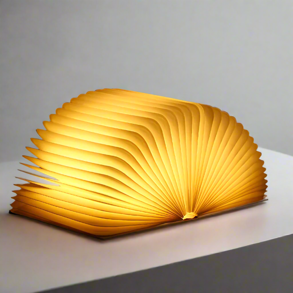 Foldable LED Book Table Lamp - USB Rechargeable, Touch Sensor Control, Creative Design in Brown 3