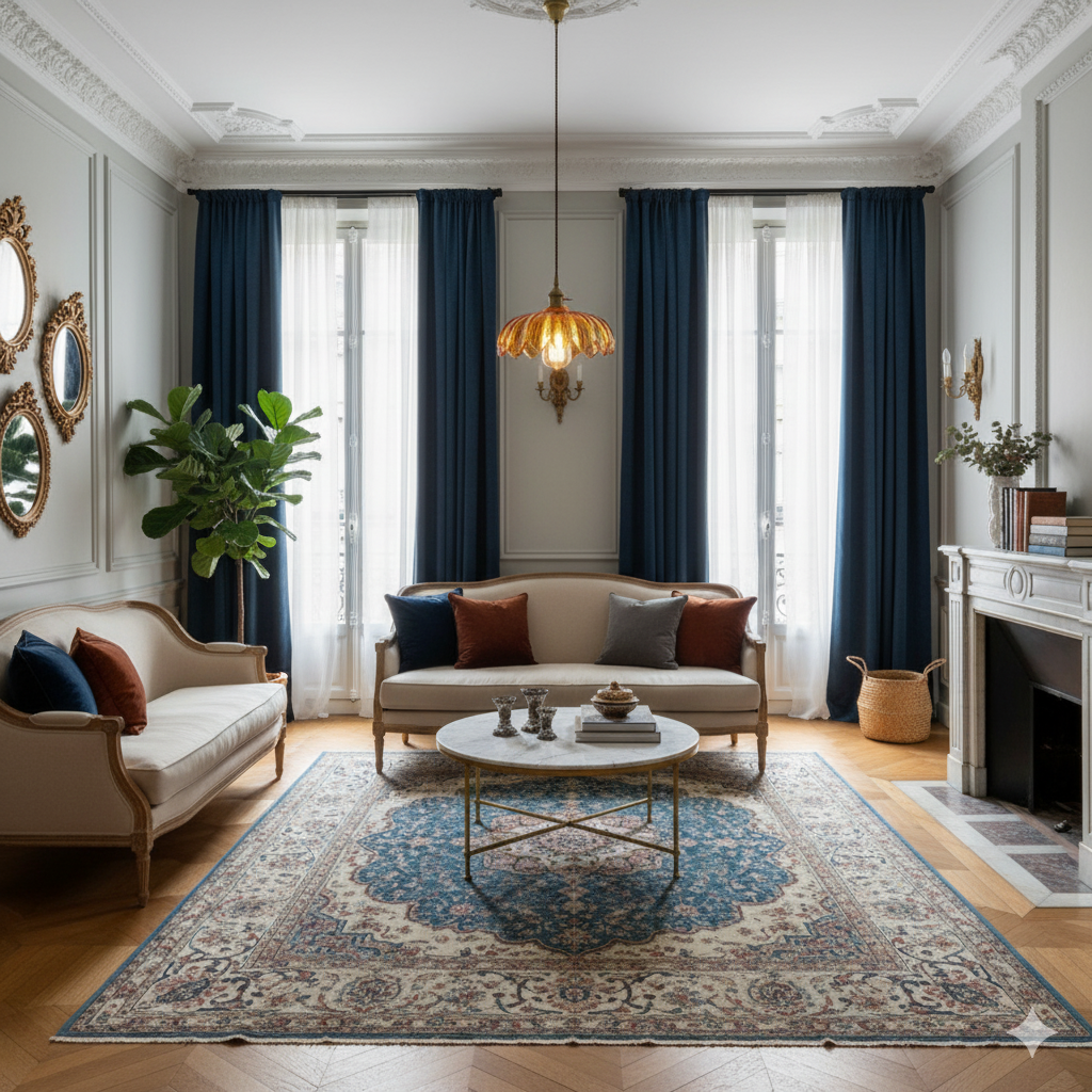 Vintage Glass Pendant Lighting with Copper Accents