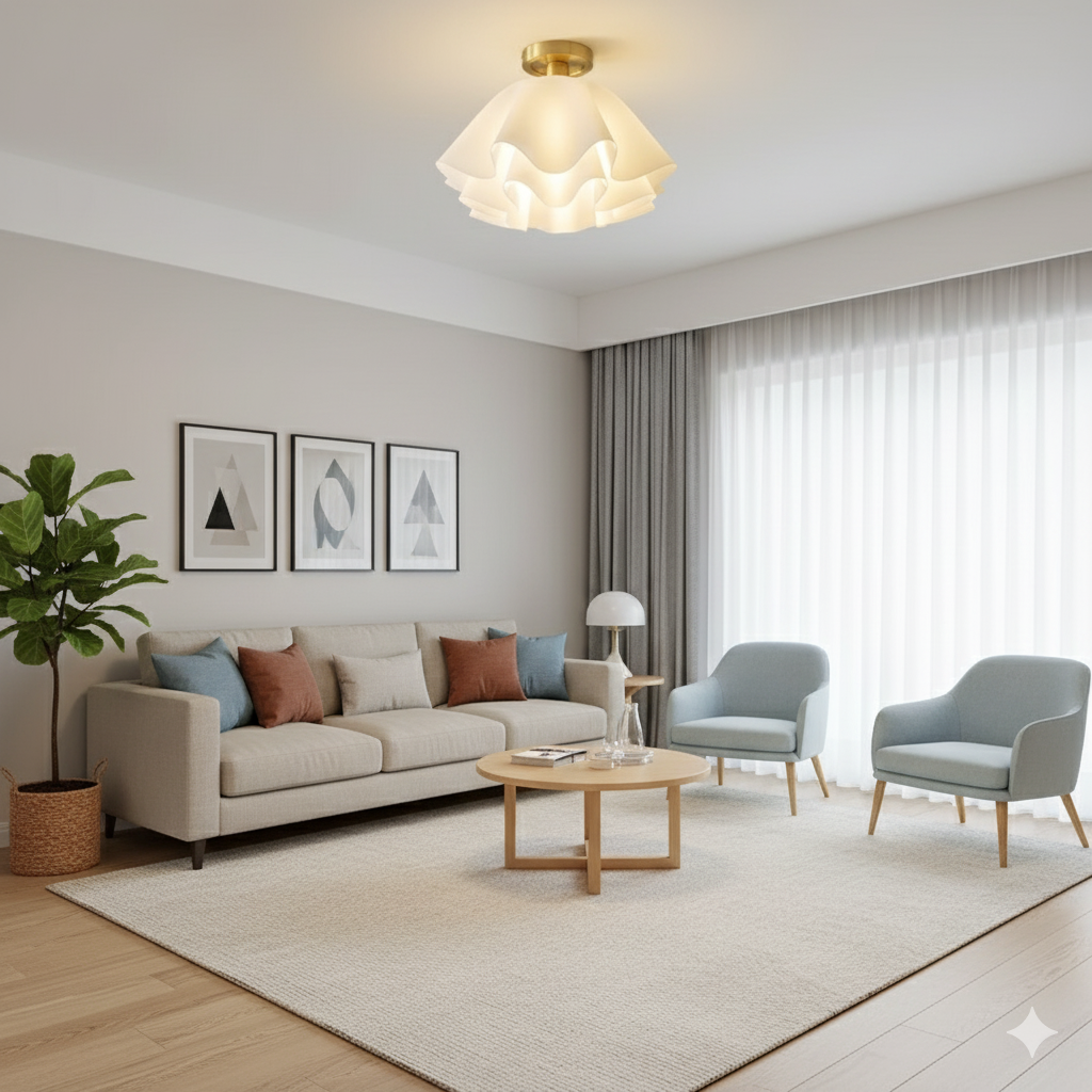 Modern Elegant Copper LED Flush Mount Ceiling Light Fixture