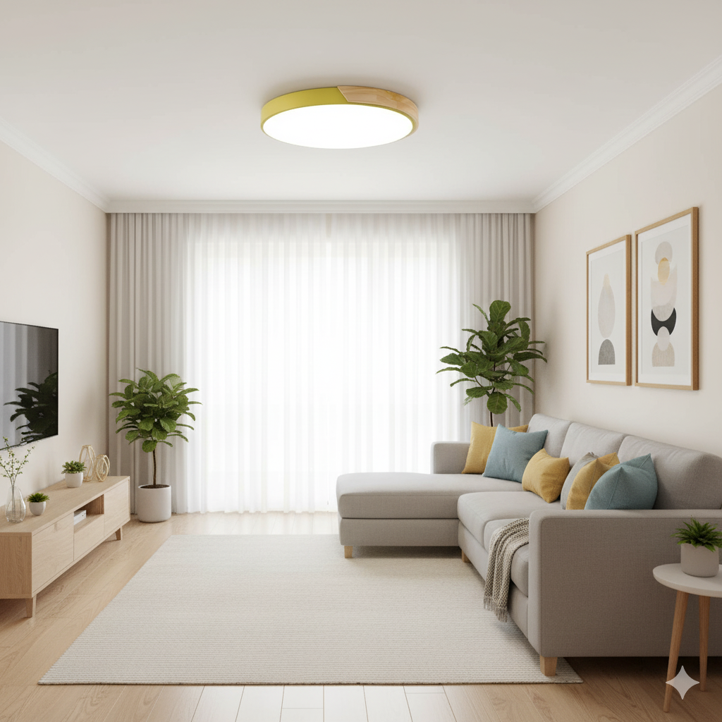 Modern Wood Flush Mount LED Ceiling Light