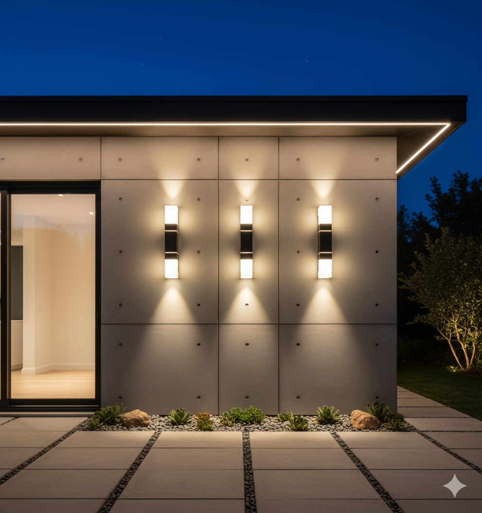 Modern Outdoor Black Aluminium LED Wall Light Fixture