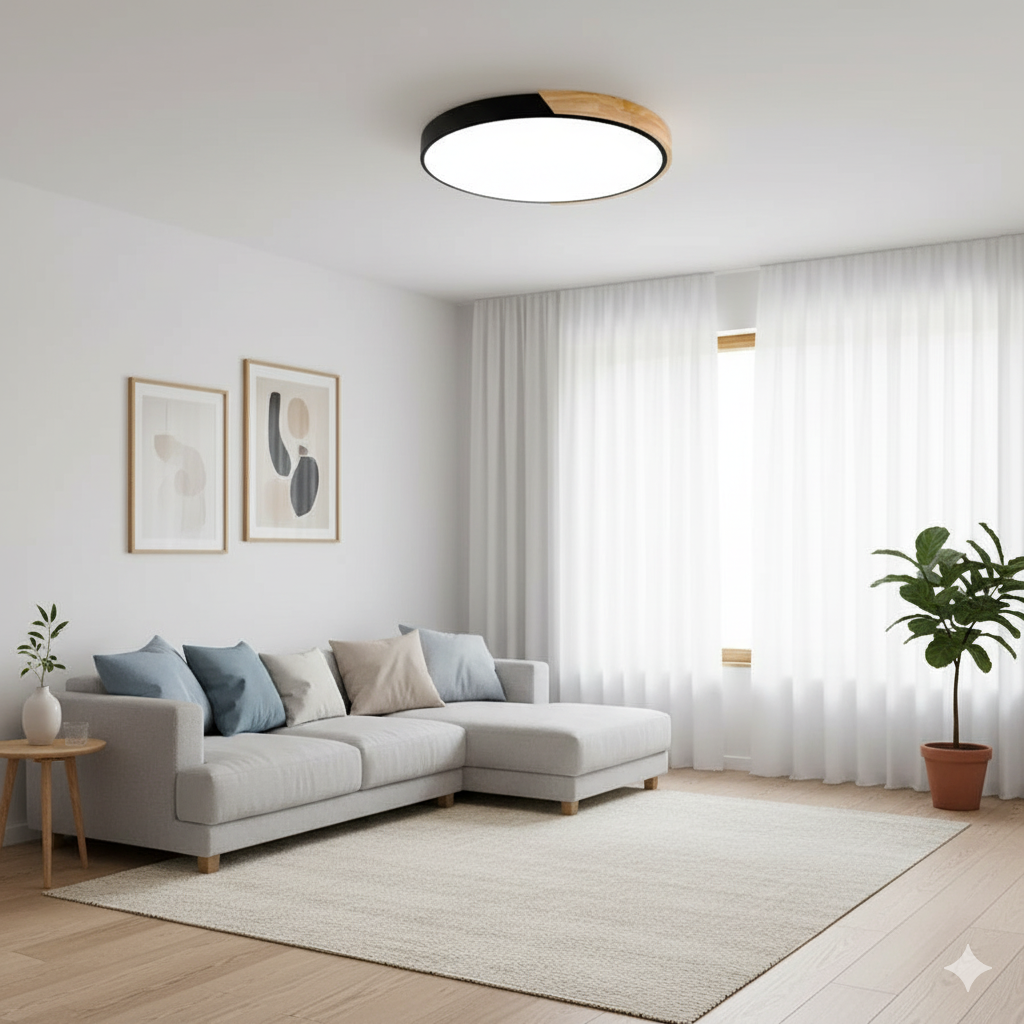 Modern Wood Flush Mount LED Ceiling Light