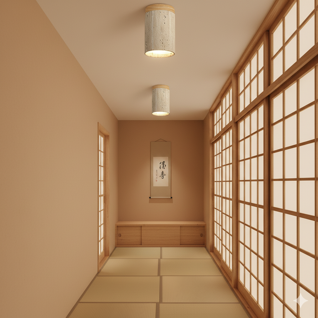 Wood Cylinder Flush Mount Ceiling Light Fixture