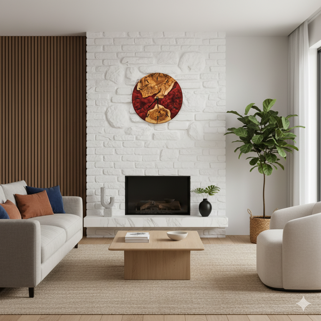 Large Handcrafted Rustic Wall Clock Decor