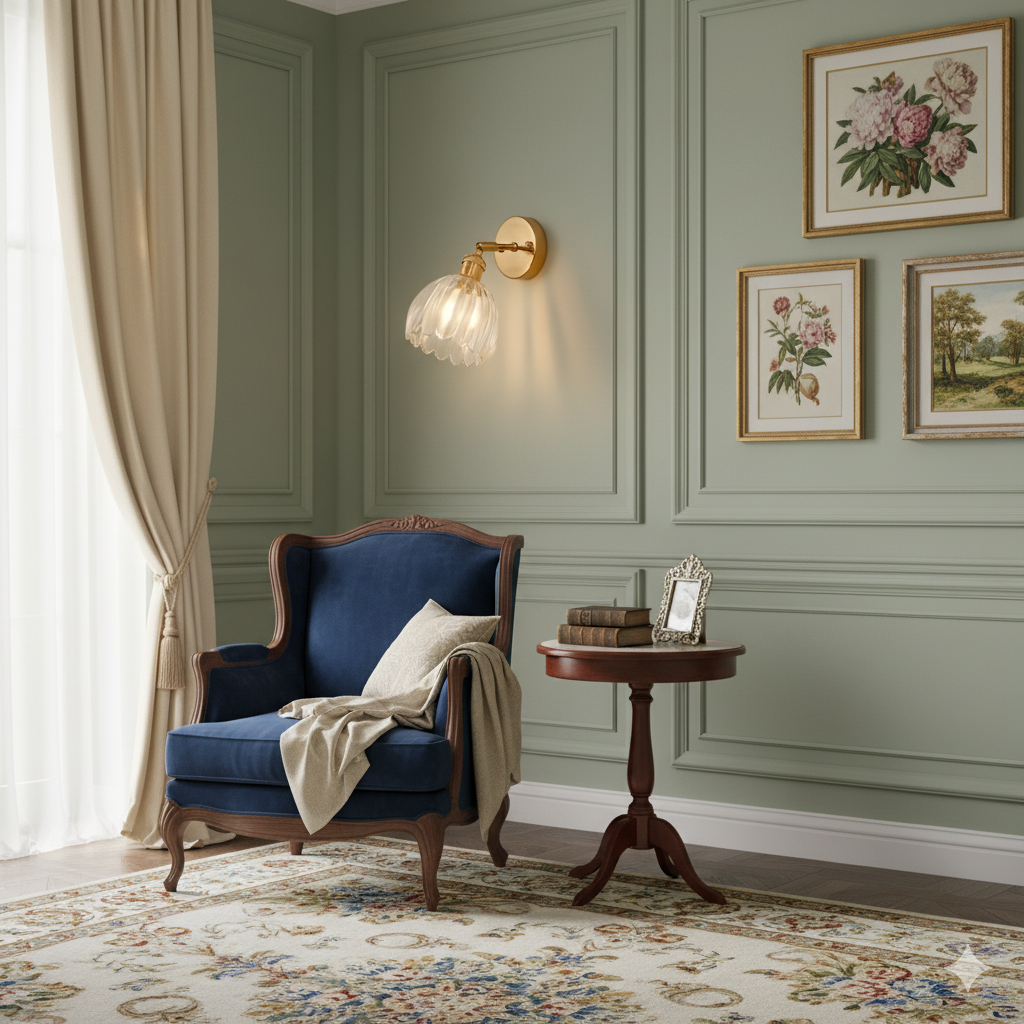 Vintage Floral Glass Wall Light Sconce