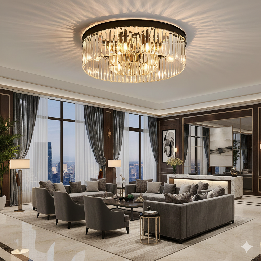 Elegant Crystal Flush Mount Ceiling Light Fixture