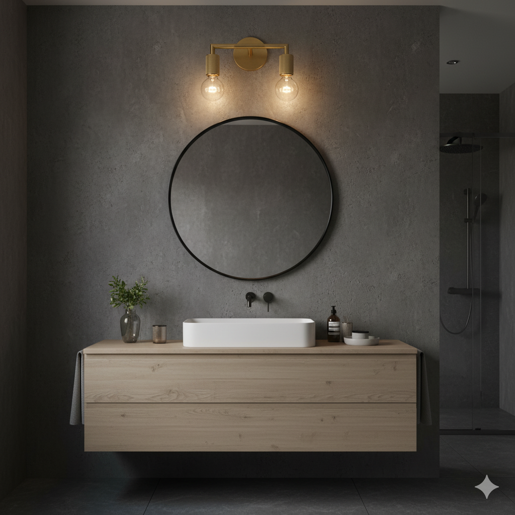 Modern Brass Double Bulb Wall Sconce