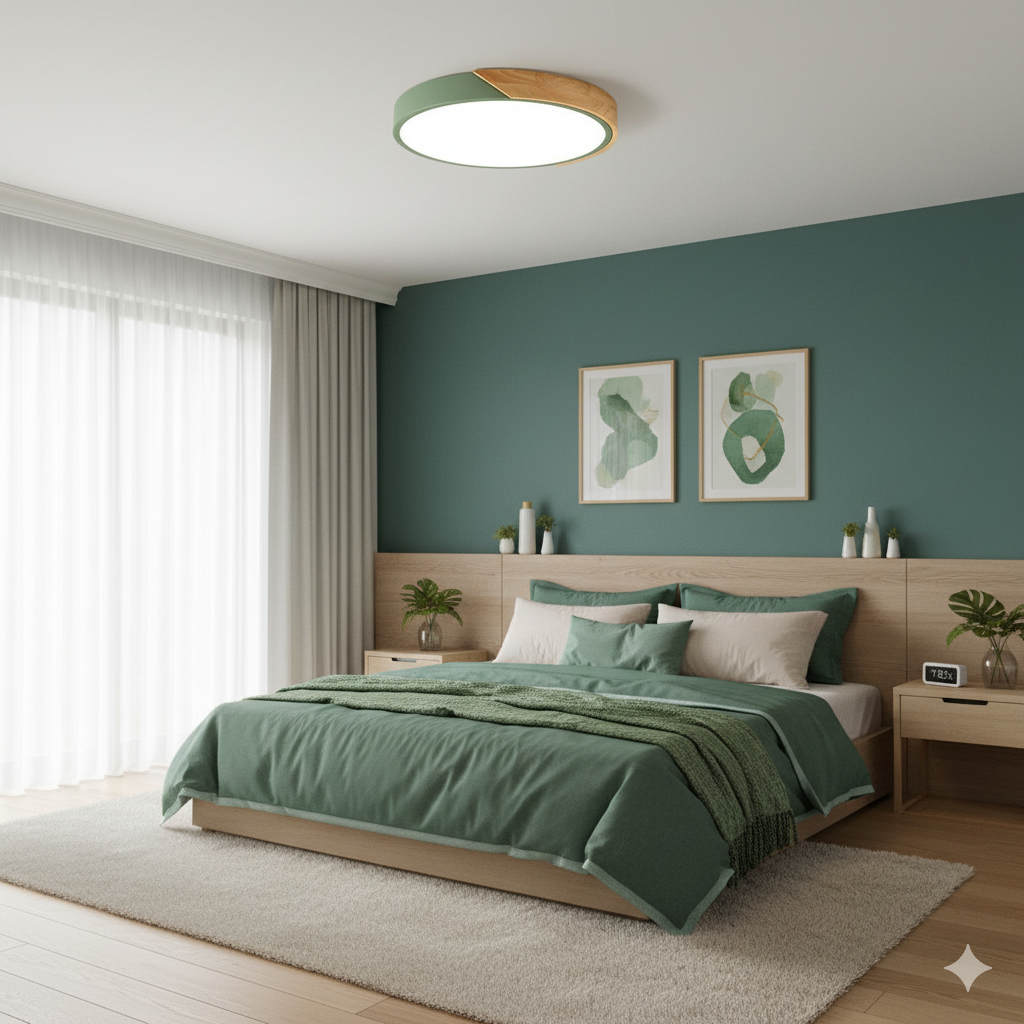 Modern Wood Flush Mount LED Ceiling Light