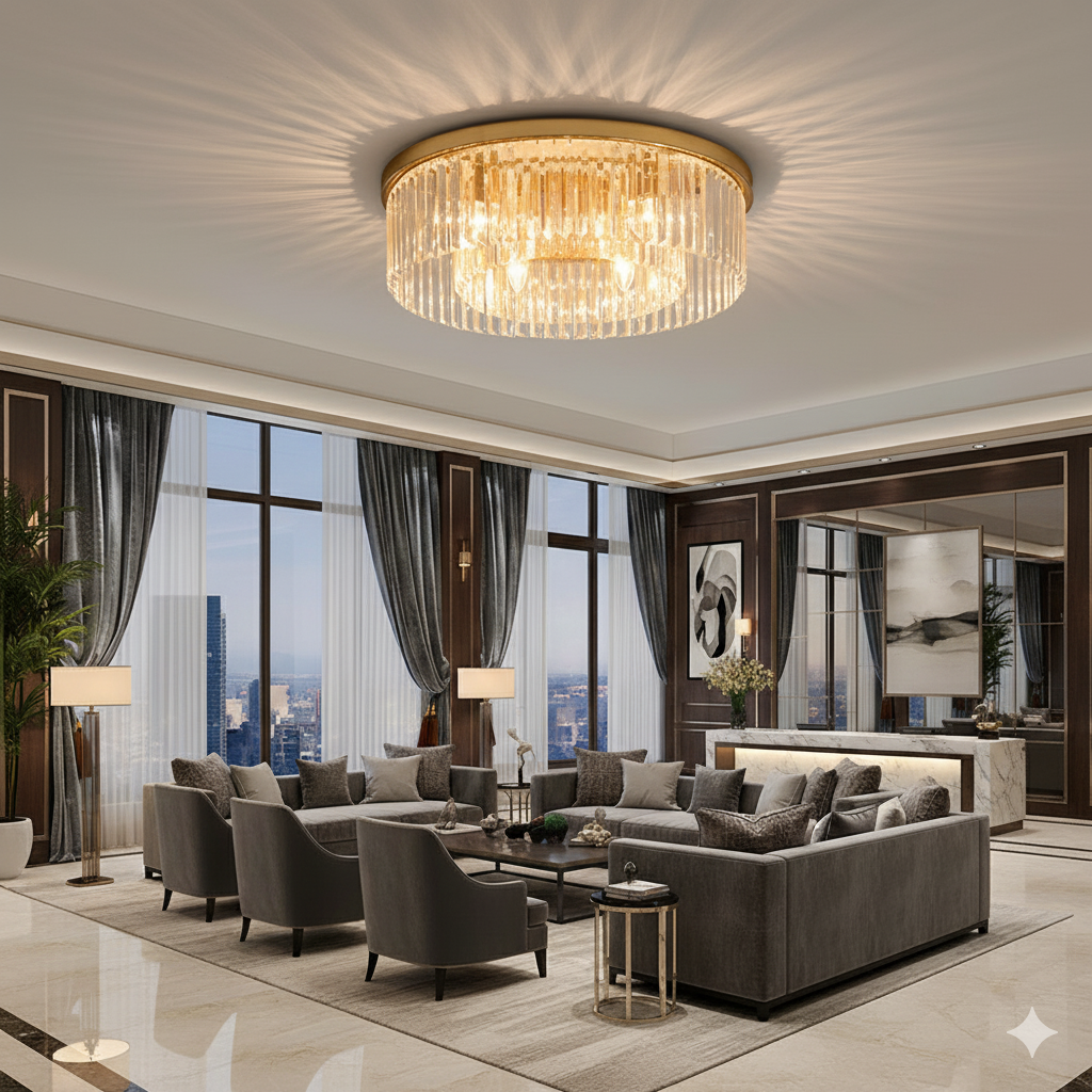 Elegant Crystal Flush Mount Ceiling Light Fixture