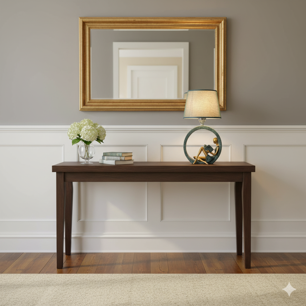 Adjustable Height Table Lamp with Soft Blue Fabric Shade