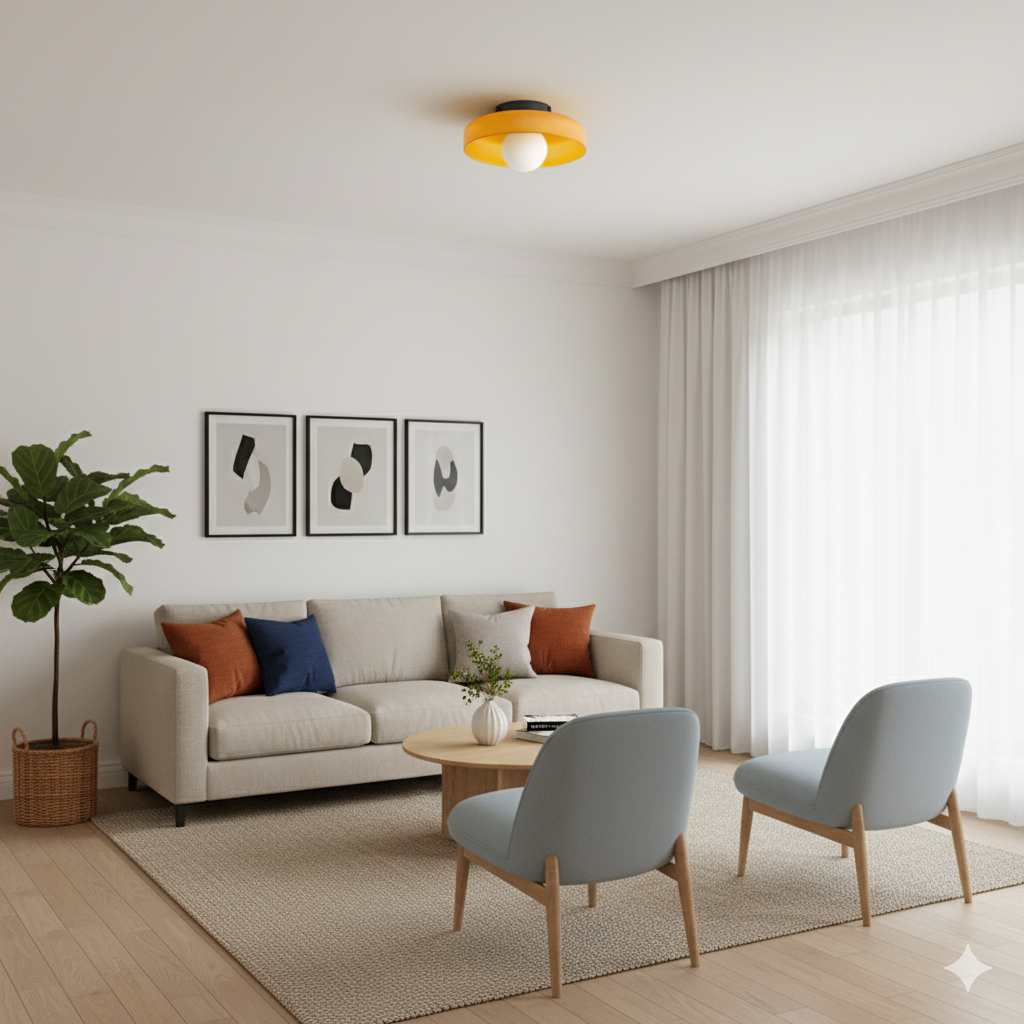 Modern Elegant Round Flush Mount Glass Ceiling Lamp