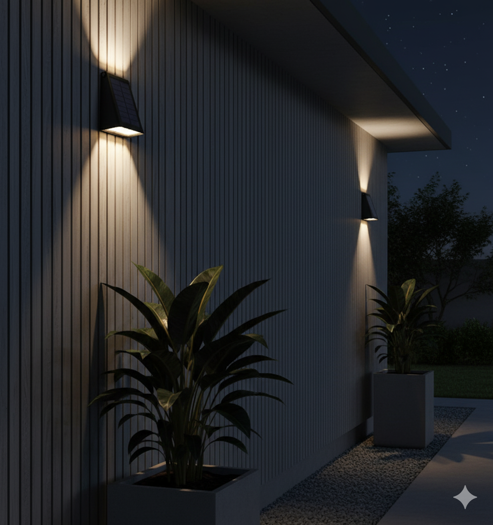 Adjustable Solar Powered Outdoor Wall Light