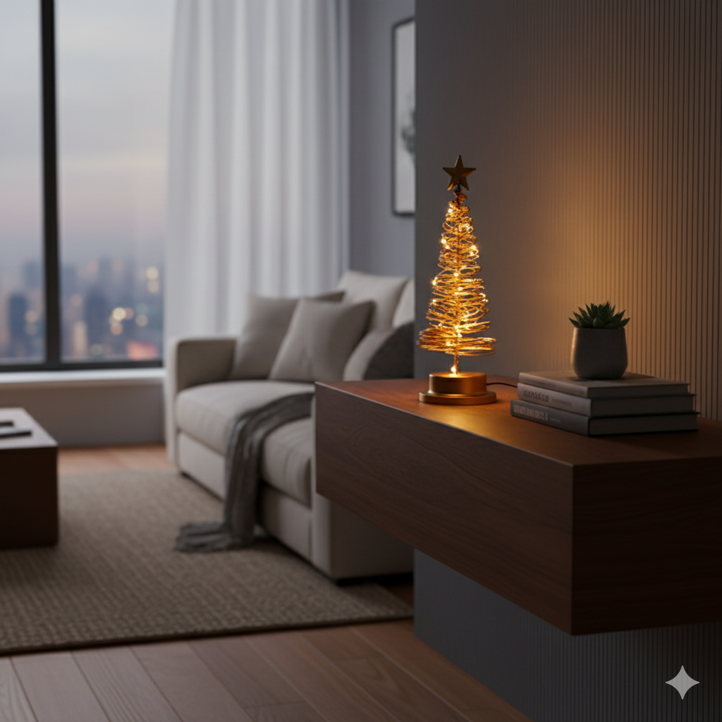 Elegant LED Table Lamp with Metal Tree Design