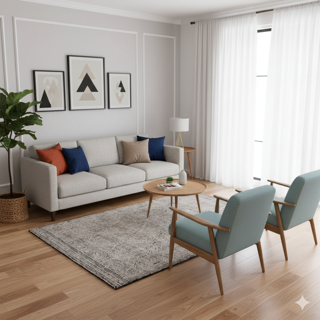 Modern Abstract Design Wool Tufted Rectangle Rug