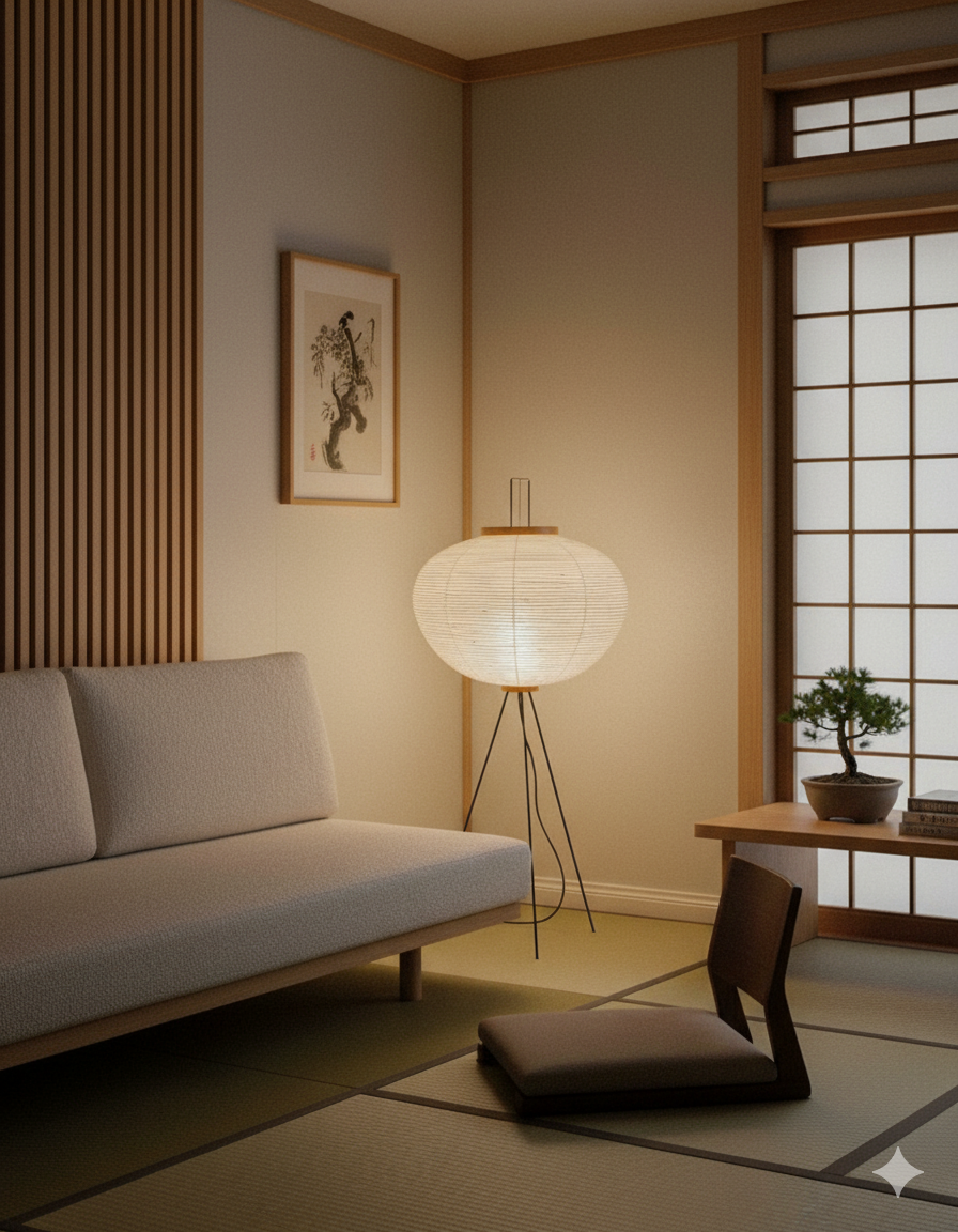 Minimalist Tripod Floor Lamp with Soft Paper Shade