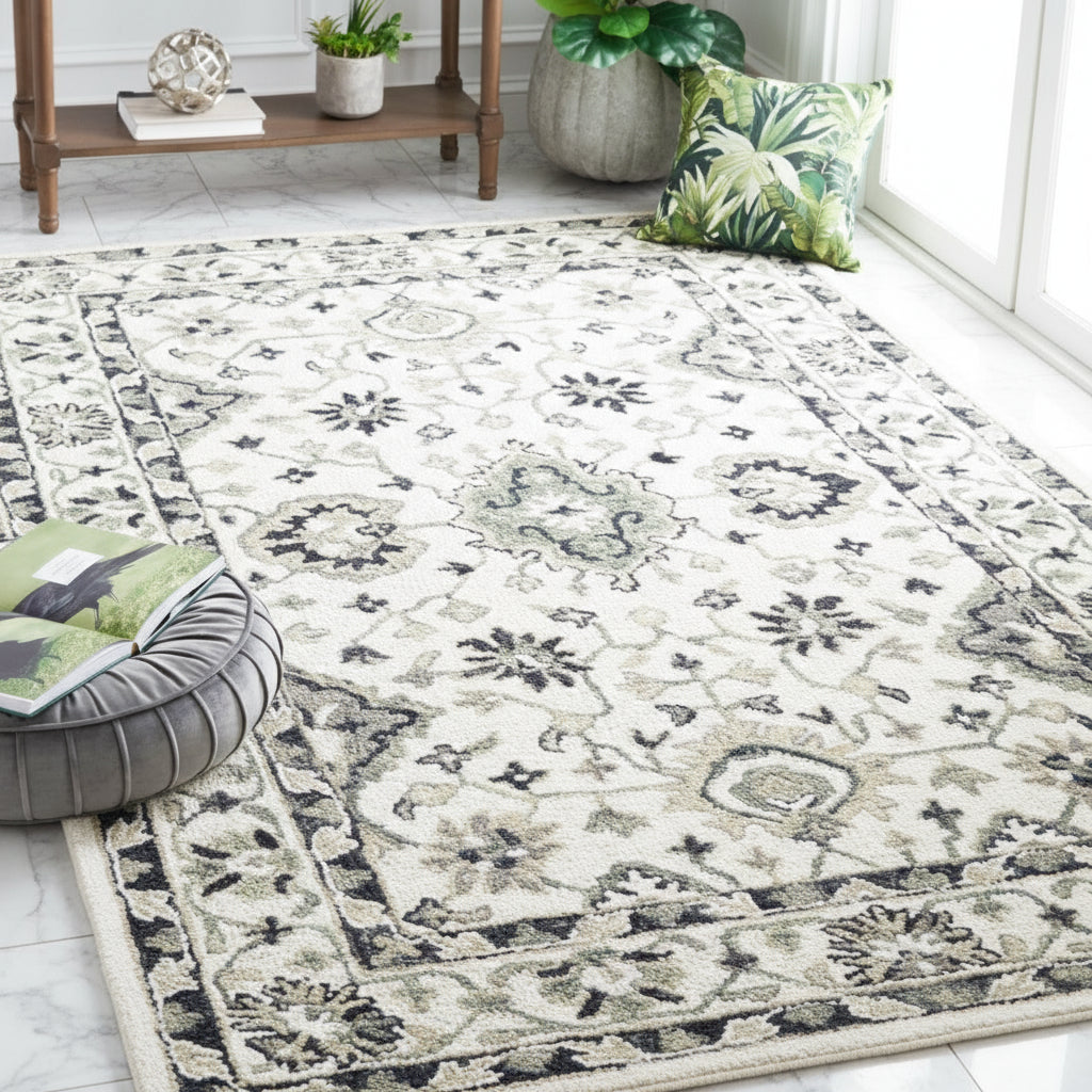 Elegant Bohemian Hand-Tufted Wool and Cotton Living Room Rug