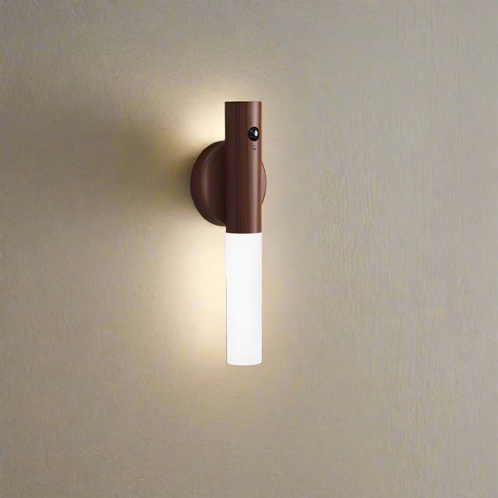 LED Motion Sensor Wall Light with Wooden Base – Modern Energy Efficient Bathroom Wall Lamp 3