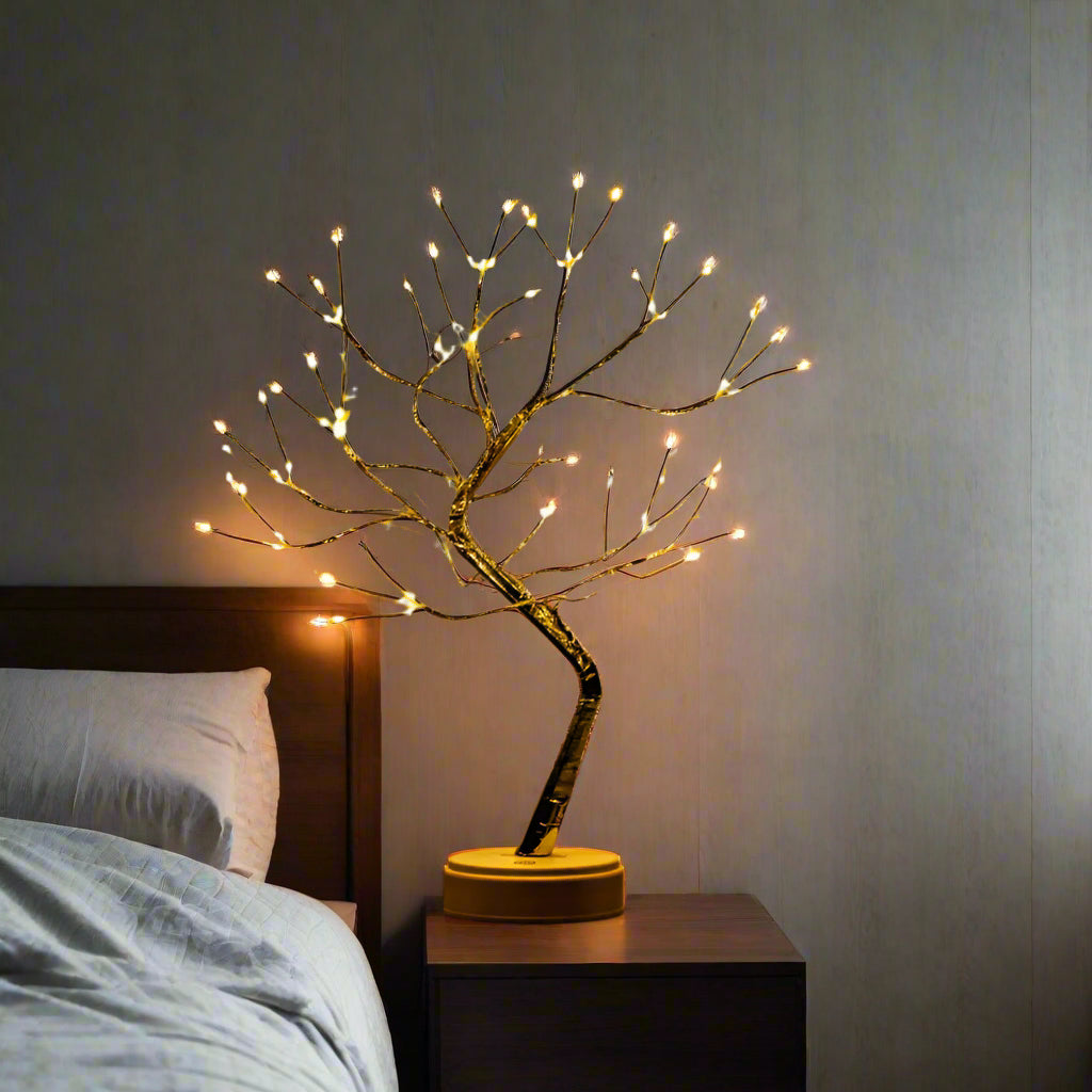 LED Tree Table Lamp with Adjustable Branches, Battery Operated Cordless Bedroom Lamp for Soothing Ambiance 1