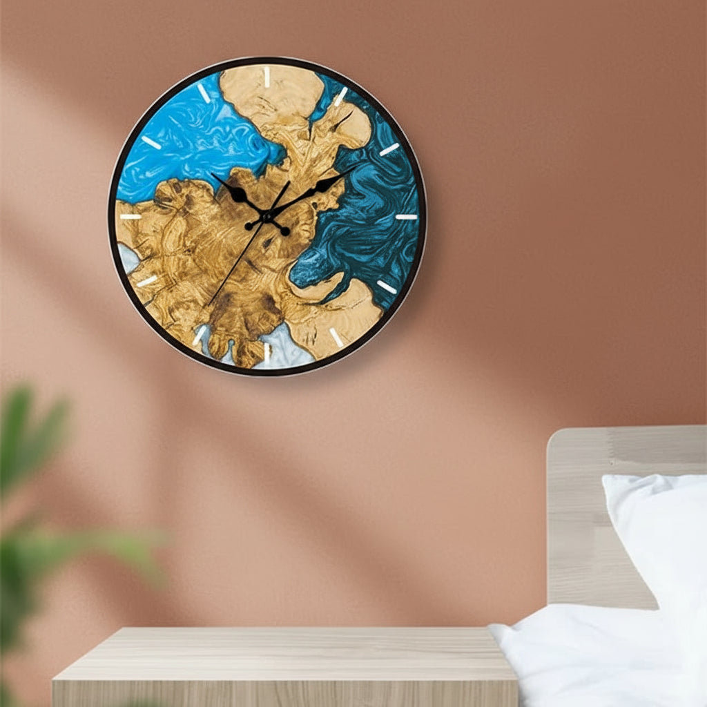 Large Rustic Wooden Wall Clock with Roman Numerals