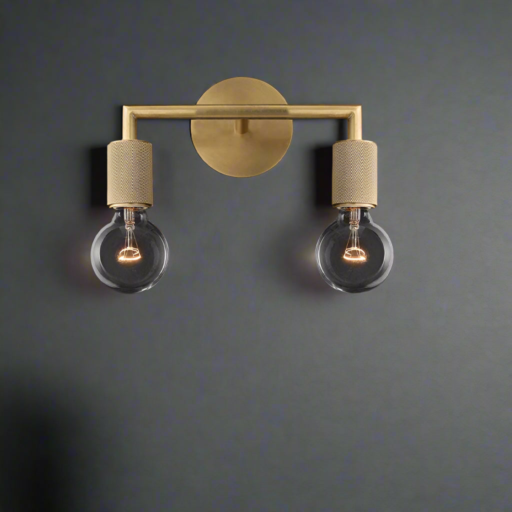 Modern Brass Double Bulb Wall Sconce - Elegant Metal Wall Lighting Fixture for Indoor Use 11
