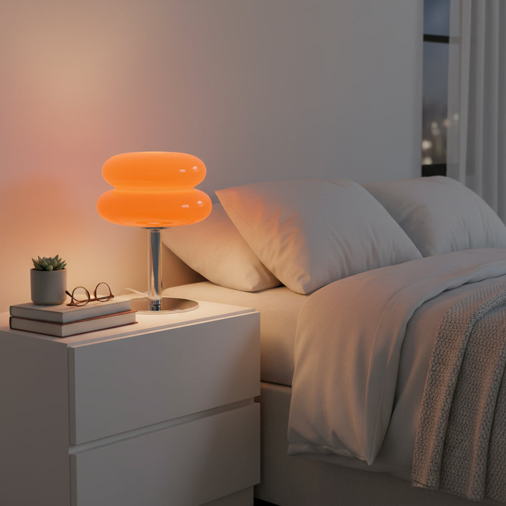 Modern Chromed Glass Table Lamp with Adjustable Brightness – Perfect for Bedside and Desk Use 0