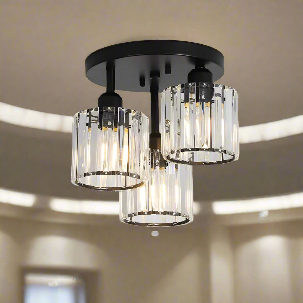 Modern Crystal Semi-Flush Ceiling Light – Elegant Design for Bedroom and Living Spaces 0