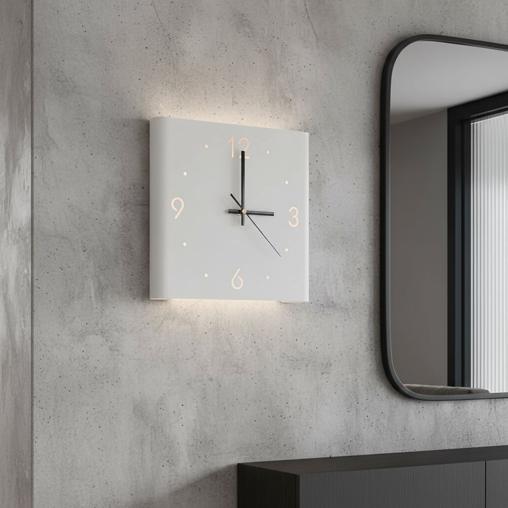 Modern LED Wall Clock with Silent Quartz Movement and Warm Backlight