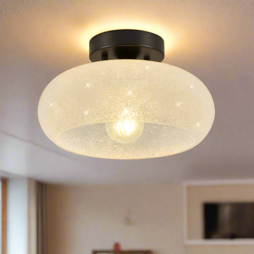 Modern Semi Flush Ceiling Light Fixture with Round Glass Shade – Elegant Indoor Lighting 0