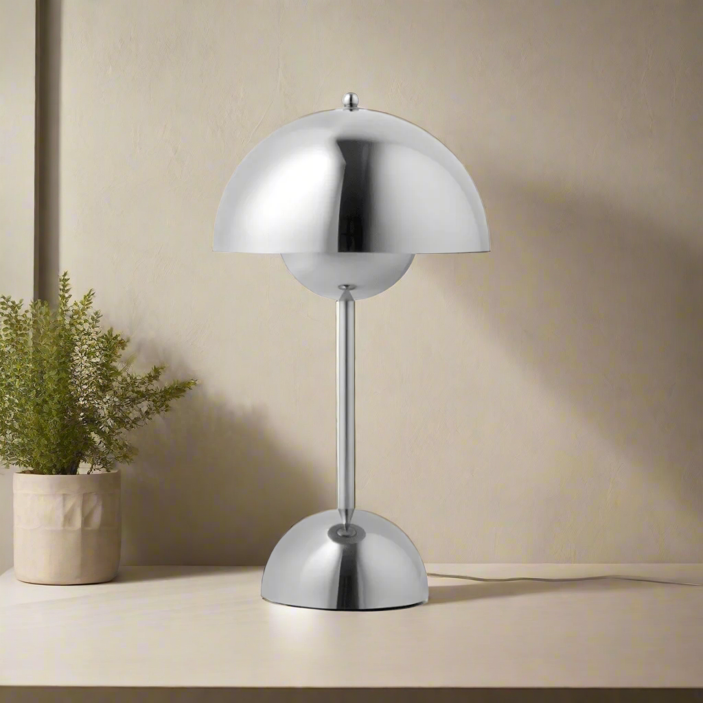 Modern Touch Sensor Cordless Bedside Lamp with Adjustable Brightness – Metal Dome Design for Bedroom Tables 1