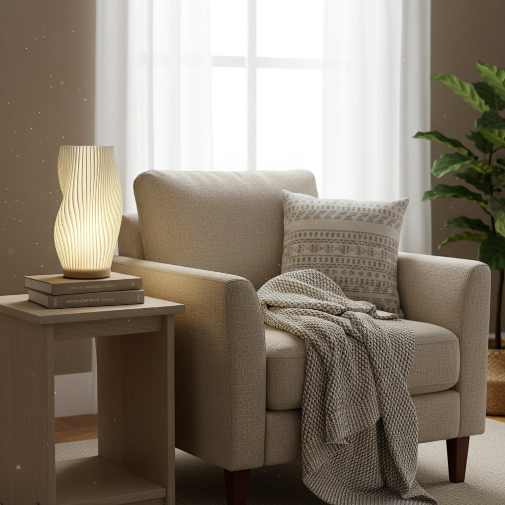 Modern USB Table Lamp with Adjustable Brightness and Elegant Wave Design for Bedroom or Desk 4