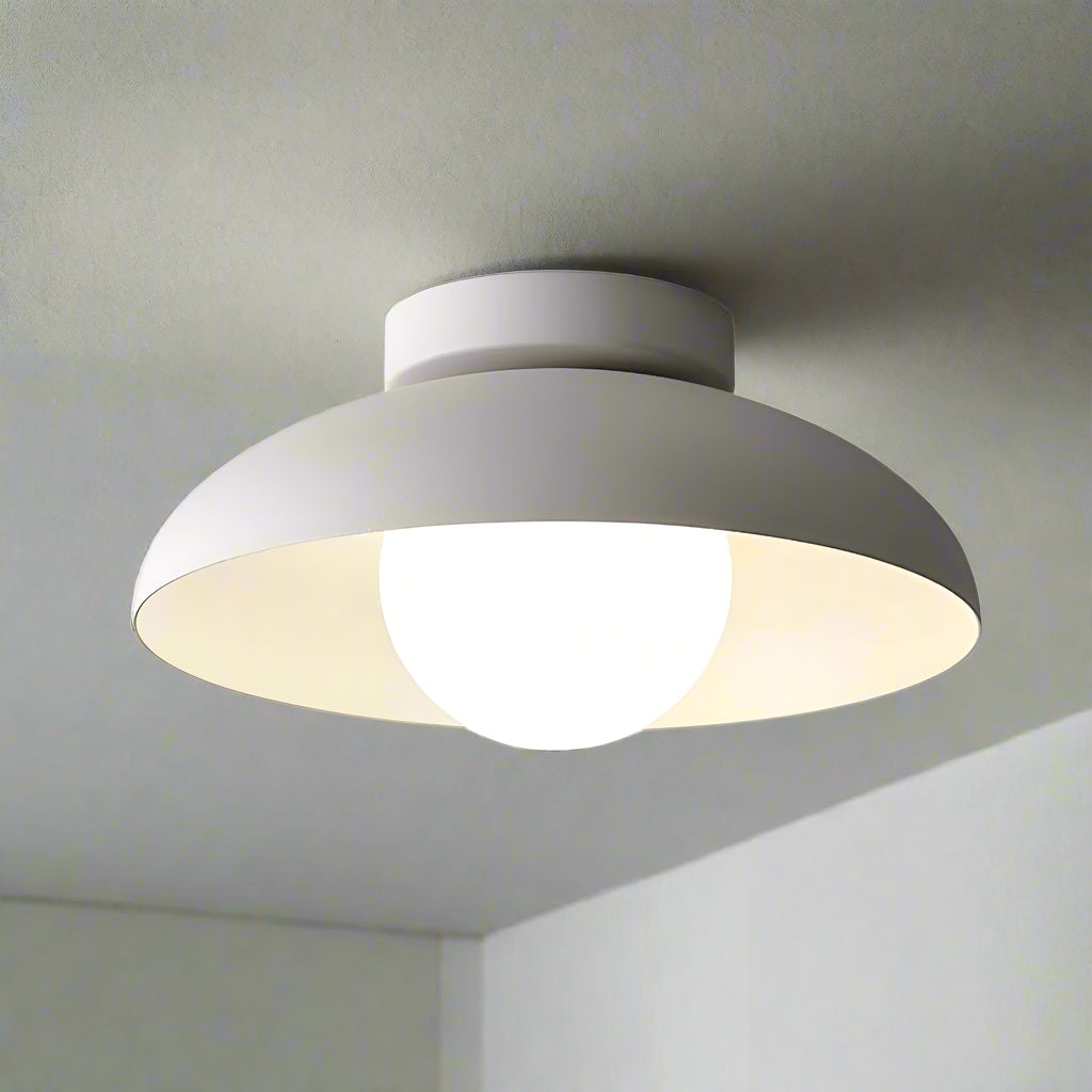 Modern White Flush Mount Ceiling Light Fixture – Elegant Dome Design for Warm Ambient Lighting 3