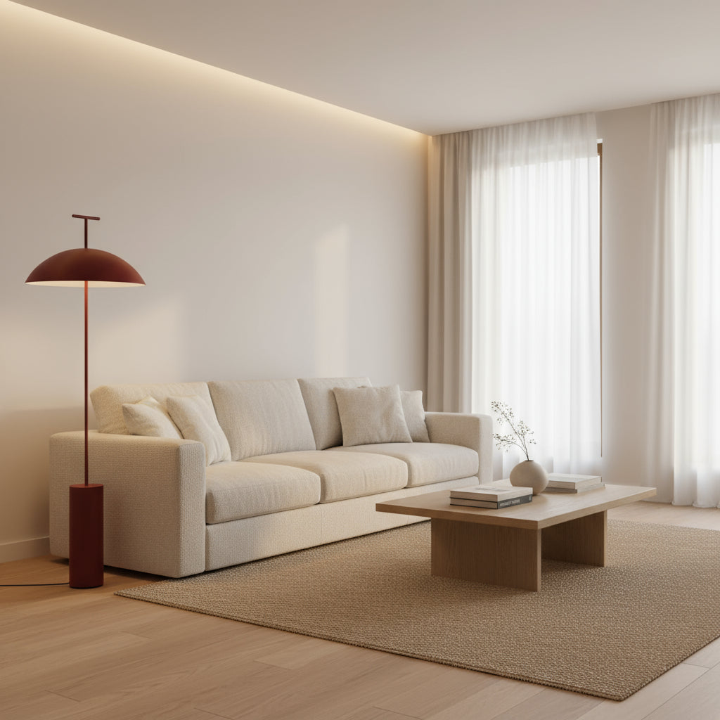 Modern Wood Floor Lamp with Fabric Shade