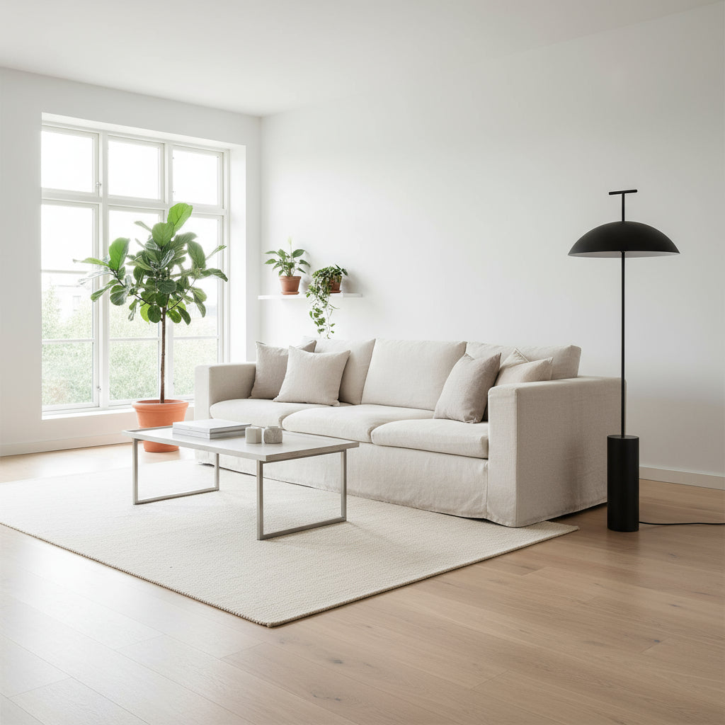 Modern Wood Floor Lamp with Fabric Shade