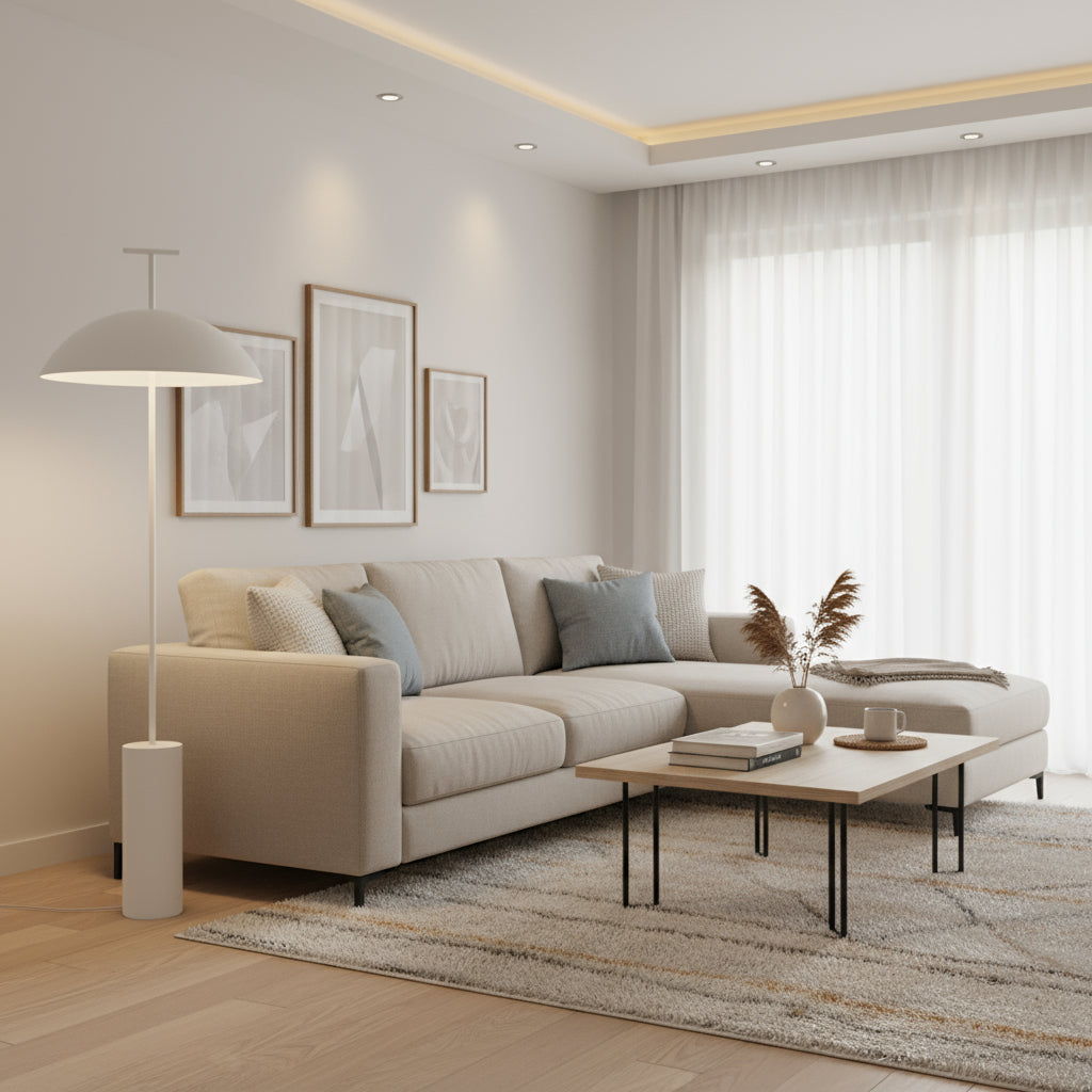 Modern Wood Floor Lamp with Fabric Shade