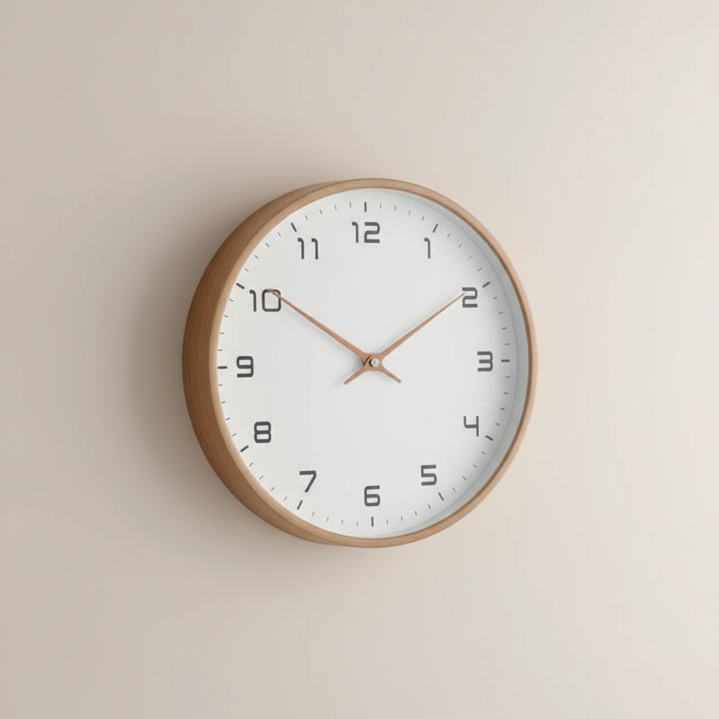 Modern Wooden Wall Clock with Silent Quartz Movement