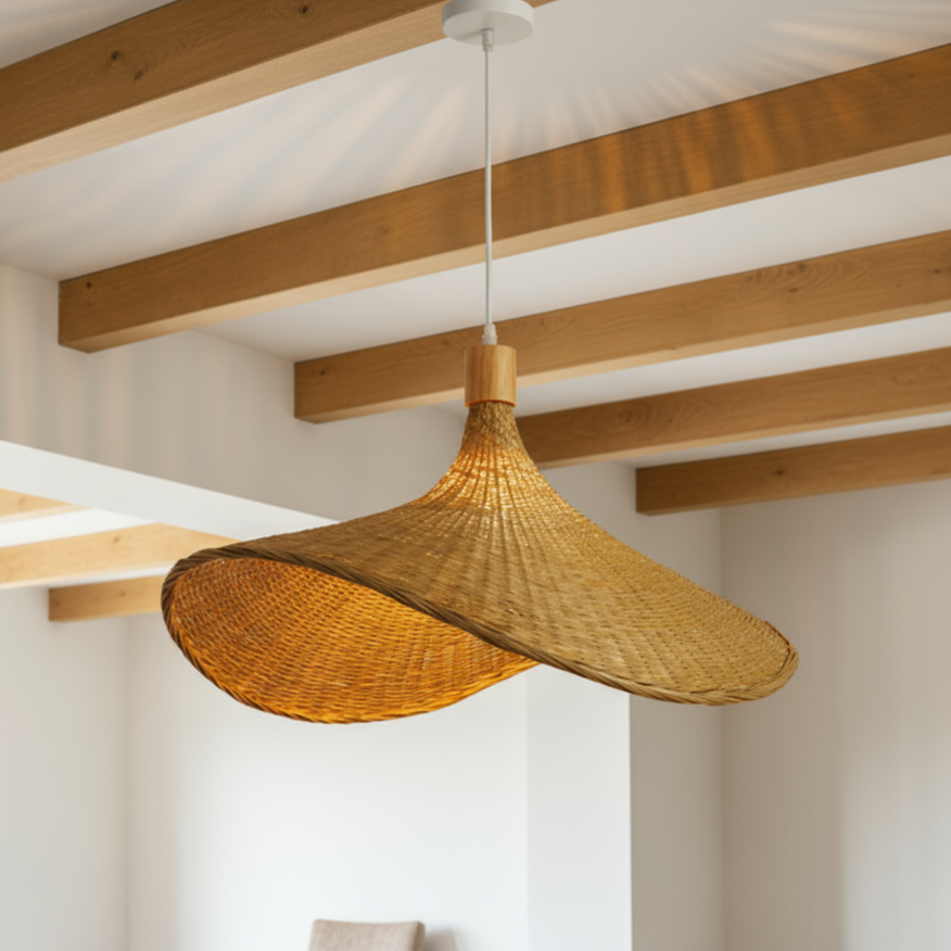 Natural Rustic Rattan Pendant Light