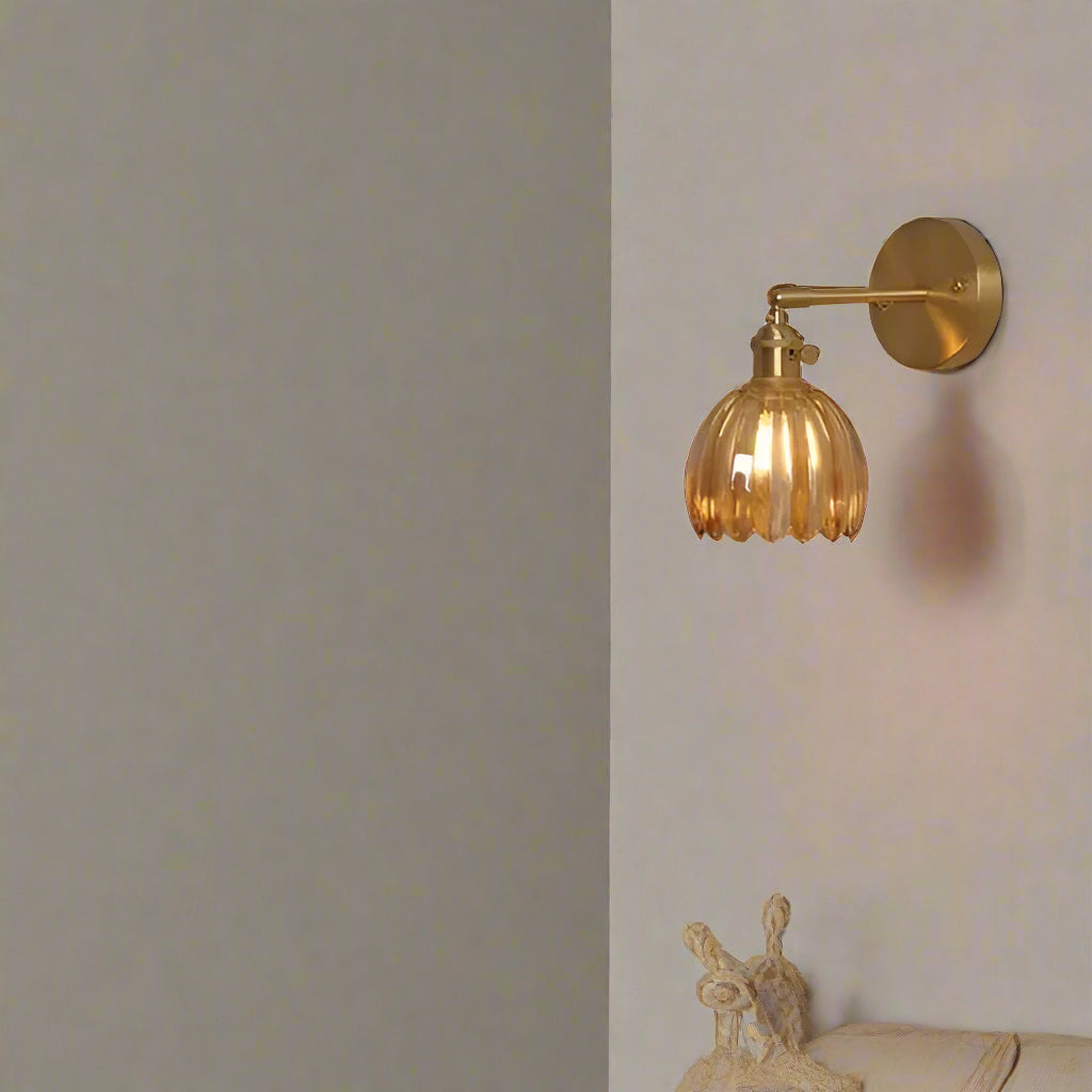 Vintage Glass Tulip Wall Sconce - Elegant Wall Light Fixture for Warm Ambient Lighting 5