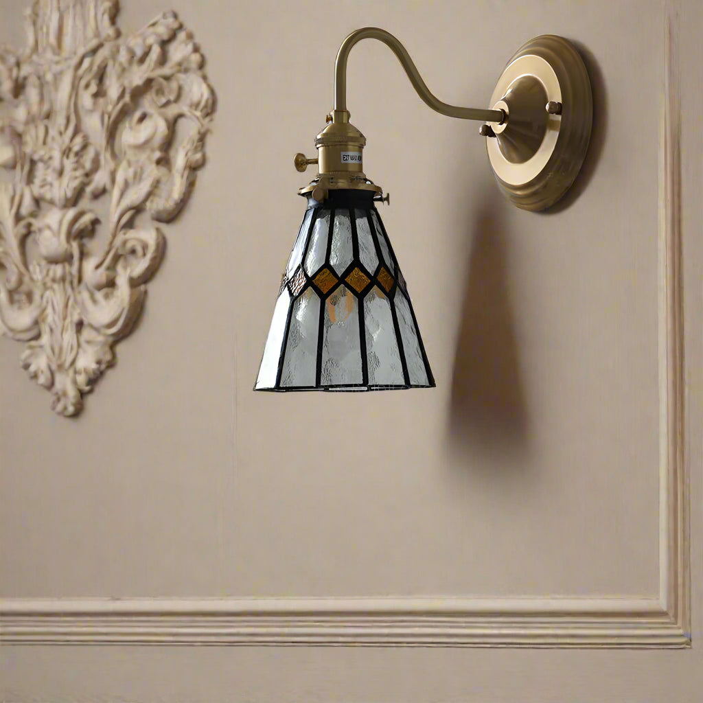 Vintage Glass Wall Light Fixture with Brass Accents – Elegant Indoor Wall Sconce for Cozy Ambiance 5
