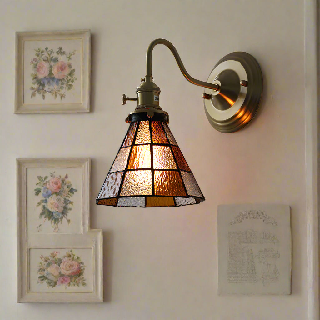 Vintage Glass Wall Light Fixture with Brass Accents – Elegant Indoor Wall Sconce for Cozy Ambiance 7