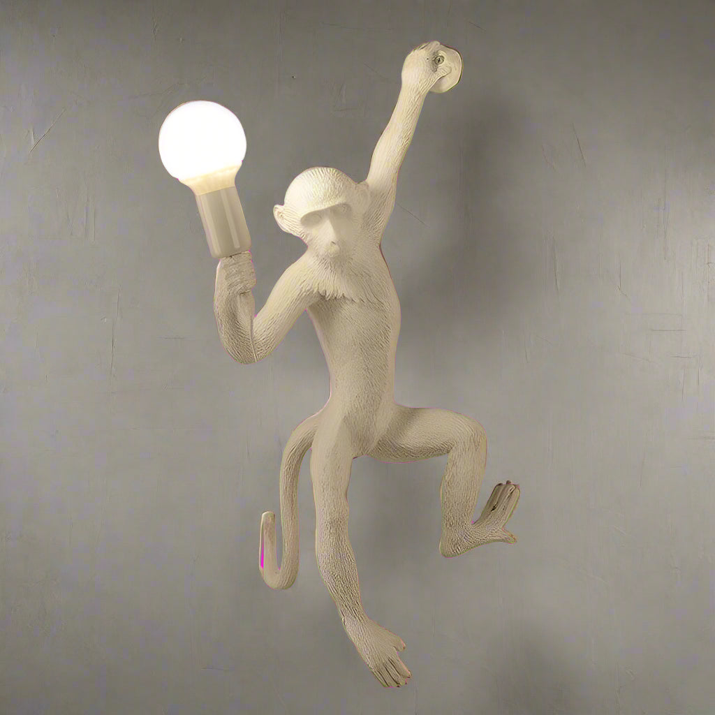 Whimsical Monkey Design Wall Light – Vintage Resin Pendant with Hemp Rope for Indoor Use 3