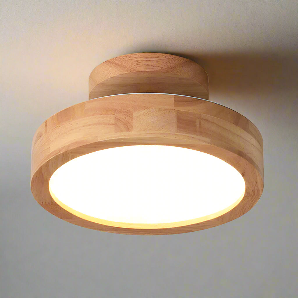 Wooden LED Flush Mount Ceiling Light Fixture – Elegant Design for Home Illumination 7
